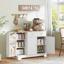 Credenza Moderna 105x40x83 cm Mobile Buffet con Cassetto e Armadietti in MDF Bianco      