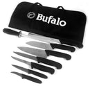 Set Coltelli 8 Pezzi Multiuso con Fodero Bufalo Kit Pro Manico Nero