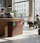 Pattumiera Sistema di Raccolta Rifiuti 90x30xh80 cm In Acciaio Verniciato 3 Scomparti Marrone