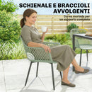 Set 4 Sedie da Giardino 56x51x84 cm con Schienale Diamantato e Braccioli in Metallo e PP Verde      