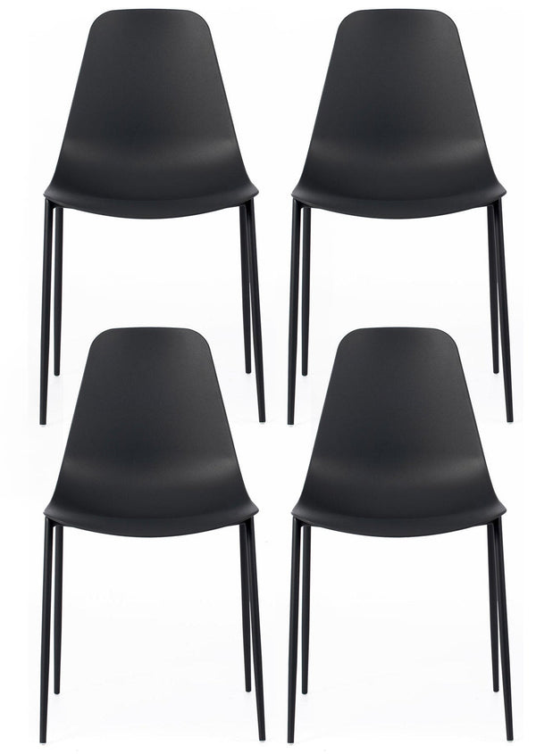 acquista Set 4 Sedie 49x48,5xH88 cm in Polipropilene Frida Nero