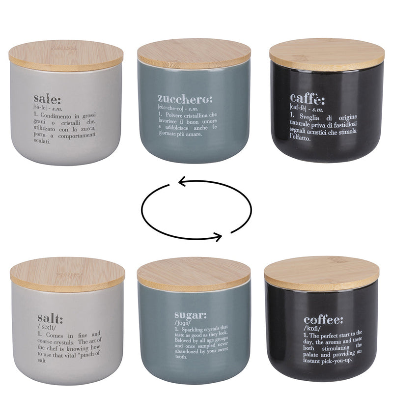 Set 3 Barattoli Sale Zucchero e Caffè 500 ml in New Bone China VdE Tivoli 1996 