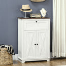 Credenza Bassa da Cucina in Stile Rustico 60x30x87,4 con Cassetto e Armadietto con Ripiano Regolabile in Legno Bianco      