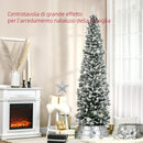 Albero di Natale Innevato Slim 180 cm 492 Rami Effetto Neve in PP e Acciaio Inox Verde  