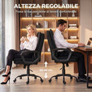 Sedia Ufficio Ergonomica 63x70x102-112 cm in Tessuto Effetto Lino con Altezza Regolabile Funzione Dondolo Capacità 120 kg Nero      