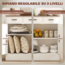 Credenza Moderna 68,6x35x90,3 cm 2 Cassetti e Armadietto in Legno Bianco      