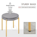 Set 4 Sgabelli Imbottiti Ø41,5x46 cm in Poliestere Vellutato Oro e Grigio