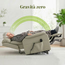 Poltrona Elettrica Alzapersona 87x96x105 cm Reclinabile 170° con 2 Motori Telecomando e Poggiapiedi in Pelle Finta Traspirante Crema      