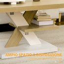 Tavolino da Caffè  90x60x45 cm con Ripiano Centrale in Legno Bianco e Legno