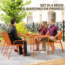 Set 4 Sedie da Giardino 56x66x91 cm Impilabili in Acciaio e PPArancione      