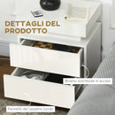 Comodino con LED RGB 45x35x52 cm 2 Cassetti in Truciolato Bianco