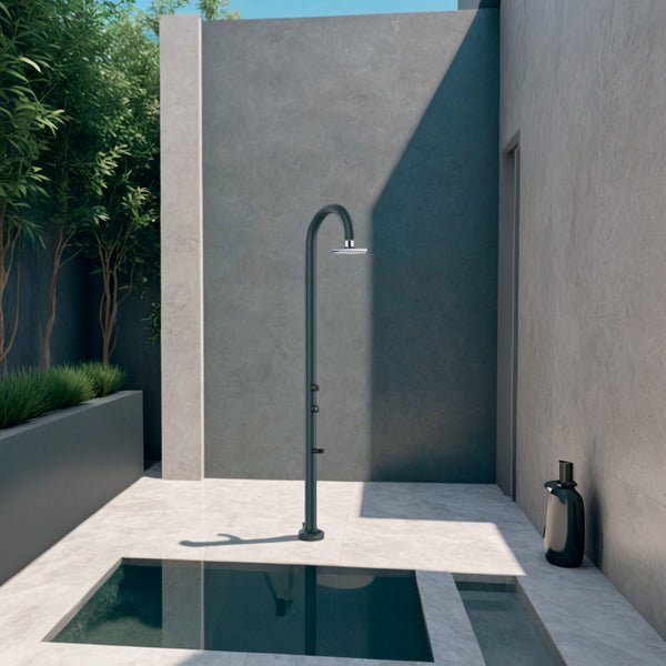 acquista Doccia da Giardino in Alluminio Soffione I-switch Quadrato con Termometro LCD Sined Luna Alu Grigio