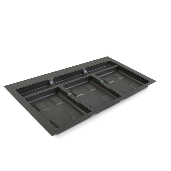 sconto Meuble bas 3 places pour poubelle séparée pour tiroirs de cuisine 80 cm en plastique gris Emuca