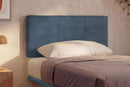 Letto Singolo con Rete Rivestita Microfibra Blu Tessis Testata Square Varie Misure