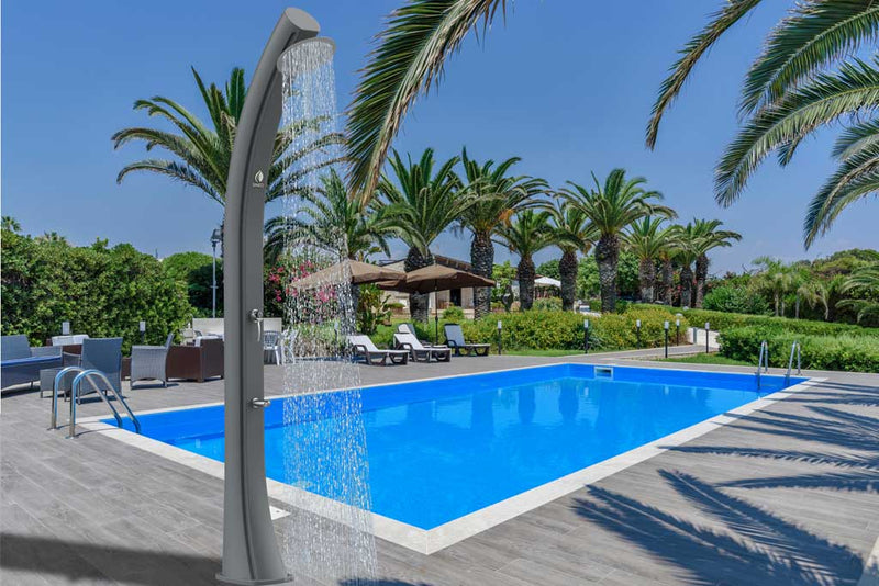 Doccia Solare da Giardino 40L Miscelatore e Lavapiedi Sined Sole XXL Grigia