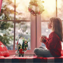 Statuina Babbo Natale 40 cm con Sacco Regali e Lanterna Vestiti in Tessuto Rosso e Verde      