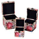 Set 3 Scatole in Similpelle fiori crema quadro