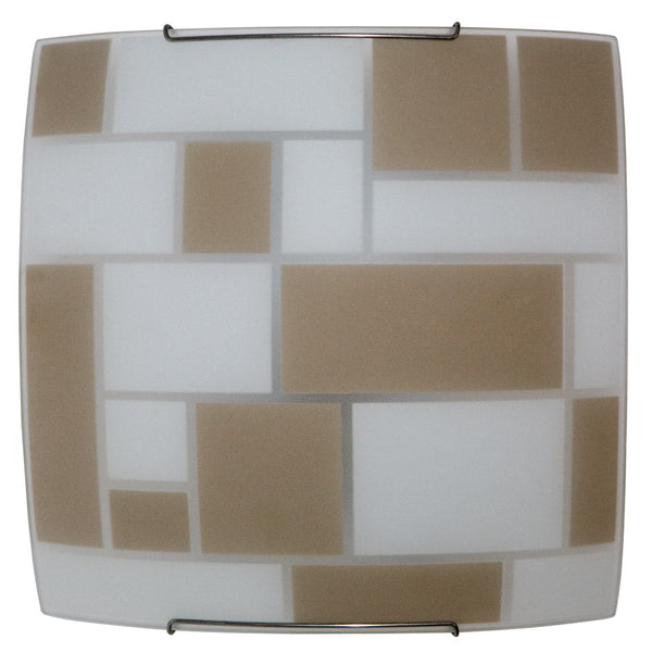 acquista Plafonnier 2xE27 Crochets Fil Acier Verre Plaque Blanc-Marron E-Energy Dora