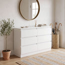 Cassettiera 6 Cassetti 100x35x69 cm in Pannello Truciolare Bianco      