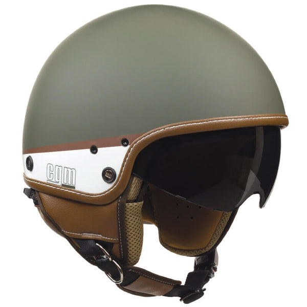 acquista Casque Demi-Jet pour Scooter CGM Granada 105G Vert Mat Différentes Tailles