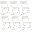 Set 6 Sedie Pieghevoli 45x49x79,5 cm con Fori di Drenaggio in Plastica e Metallo Bianco      
