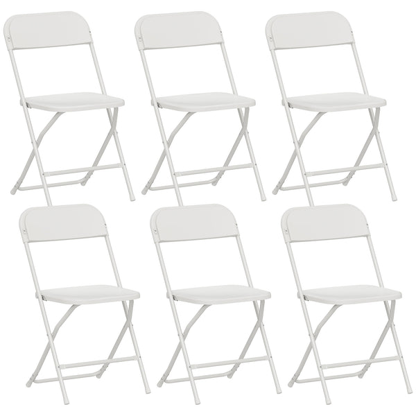 sconto Set 6 Sedie Pieghevoli 45x49x79,5 cm con Fori di Drenaggio in Plastica e Metallo Bianco