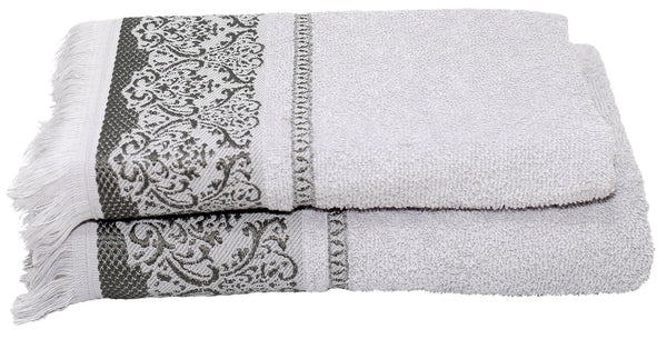 prezzo Ensemble éponge serviettes invité + serviette Kate Fringe Smoke