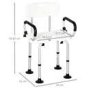 Sedia per Doccia con Braccioli 54x52x70-82 cm in Lega di Alluminio e HDPE Bianco