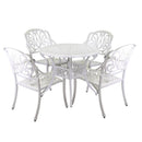 Set Tavolo e 4 Sedie da Giardino in Alluminio Maryland Bianco