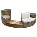 Vasca Idromassaggio Piscina Spa Ottavia Completa Set 5 Mobili 305x249x70 cm in PVC e Rattan Grigio e Marrone