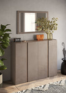 Mobile Multiuso 4 Ante con 10 Ripiani 140x35x111 cm Frame Bronzo e Mercure