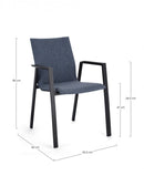 Set 4 Sedie da Giardino 55,5x60x83h cm con Braccioli Odeon Antracite Denim 