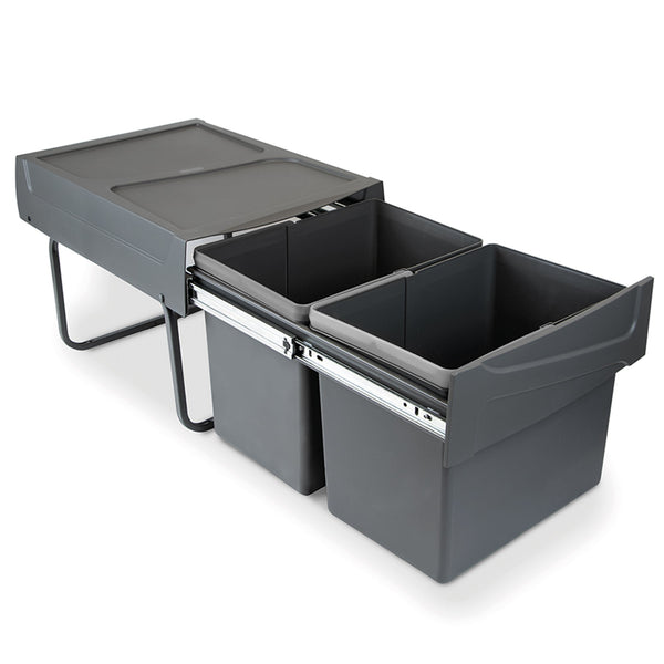 prezzo Emuca Lot de 2 Poubelles Différentiées pour Armoire 30 Litres en Acier et Plastique Gris Anthracite
