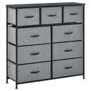 Cassettiera 9 Cassetti in Tessuto Pieghevoli Struttura in Acciaio 100x30x100 cm Nero e Grigio  