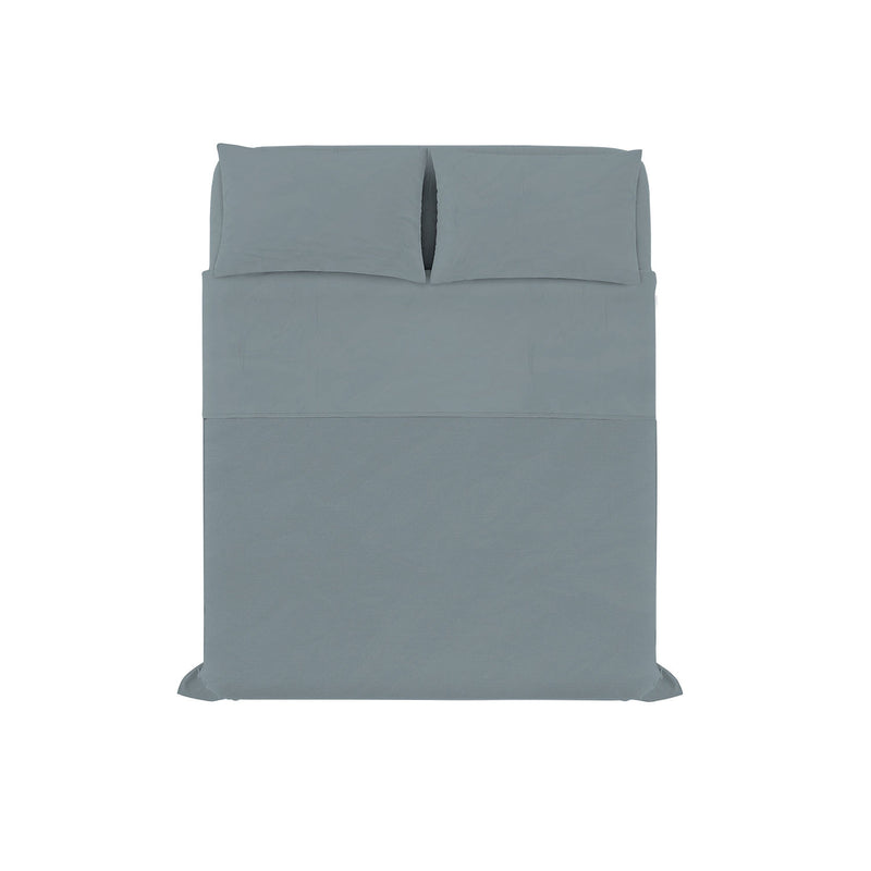 Set Lenzuola Sopra Sotto e 2 Federe Linea Water Washed Grigio Chiaro