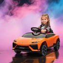 Macchina Elettrica per Bambini 101.5x49x43 cm Licenza Lamborghini 12V con Luci LED Clacson e Telecomando Arancione      