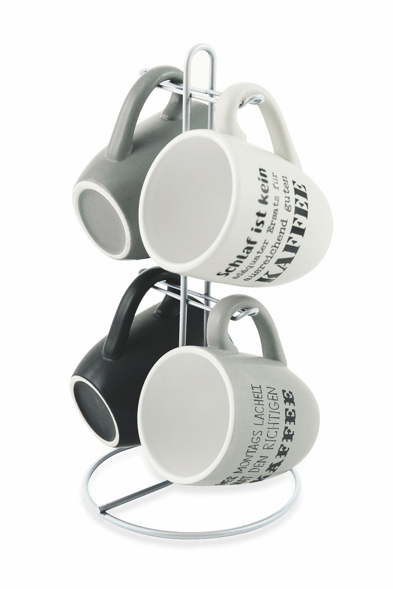 Set 4 Tazze Tedesco in Dolomite con Stand in Metallo Villa d'Este Home Tivoli