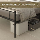 Struttura Letto Matrimoniale 160x200 cm in Acciaio con Doghe Integrate Nero