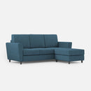 Divano 3 Posti con Pouf 212x155x85 cm Yasel in Tessuto Avio
