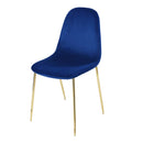 Set 4 Sedie Imbottite 44x55x86 cm in Velluto Blu e Oro