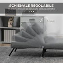 Poltrona Letto Reclinabile in 5 Posizioni 75x70x75 cm in Tessuto Effetto Lino e Acciaio Grigio      