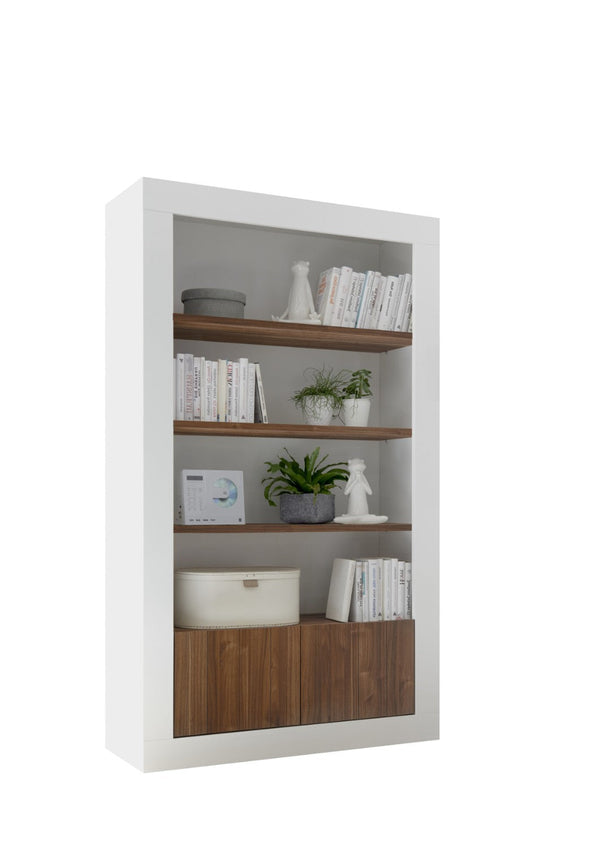 online Buffet Bibliothèque 2 Portes 4 Étagères 110x42x191 cm TFT Lipari Blanc et Noyer