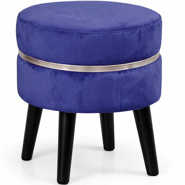 Pouf Sgabello Ø35x40,5 cm Design Moderno Poggiapiedi con Rivestimento in Velluto Blu acquista