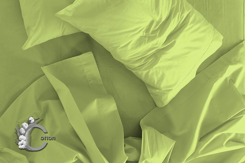 Set Lenzuola Matrimoniale Sopra Sotto e Federe Tinta Unita Verde Acido