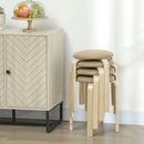 Set 4 Sgabelli con Seduta Imbottita Rotondi e Impilabili Ø40x45 cm in Legno Cachi  