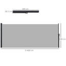 Tenda Laterale Retrattile 400x180 cm con Maniglia in Metallo Alluminio e Poliestere Grigio Chiaro    