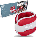 Set 2 Pesi per Caviglie e Polsi 1 kg 11x3 cm con Fascia Regolabile in Nylon Rosso e Grigio      