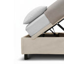 Letto Singolo Contenitore Imbottito Microfibra Sabbia BoxMax Testata Button Varie Misure