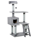 Albero Tiragraffi per Gatti 60,5x40x124 cm con Casetta e Corda di Juta Grigio