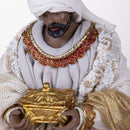Set 3 Statuine Re Magi 36 cm in Tessuto e Resina Bianco e Oro